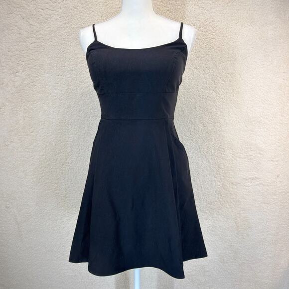 Teeze Me Other - Teeze Me Black Mini Dress Spaguetti Straps Fit Flare Stretch Pockets 7/8 Junior